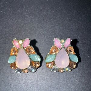 Vintage Elegant Multicolor Rhinestone Teardrop Earrings
